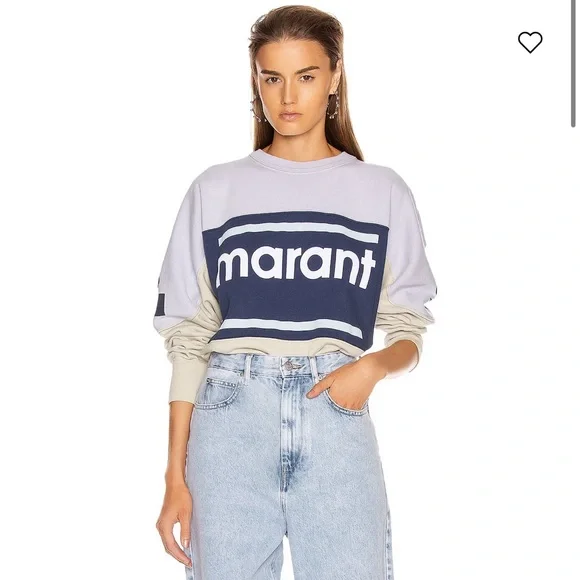 Isabel Marant Etoile Colorblock Gallian Sweater Light Blue Sz 40/L - Picture 2 of 15